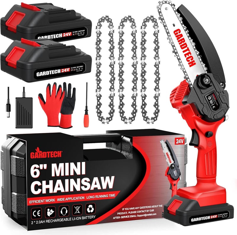 GARDTEC BEST Mini Chainsaw 6 Inch, Cordless Portable Electric Chain Saw Handheld Electric Chainsaws with 2025 Upgraded 4 Chains 2 Batteries Good for Olders, DIYer, Gardeners Continuously 2 Hours Work - Image 1